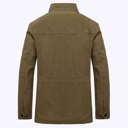 Men's Casual Mid-Length Cotton Jacket for Spring/Fall